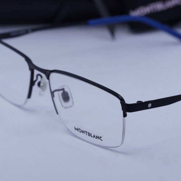 Montblanc MB0107O 001 Rectangle Eyeglasses – Black 56mm - Picture 8 of 9